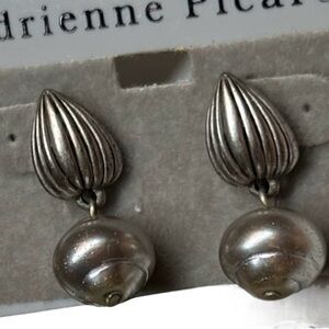 Vtg Adrienne Picard Artsy Silver Tone Acorn Bodhi Chunky Dangle Earrings Pierced
